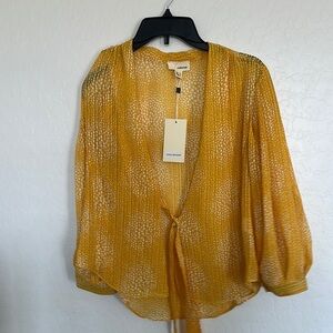 NWT the Korner‎ yellow open cardigan women’s small polka dots layering business